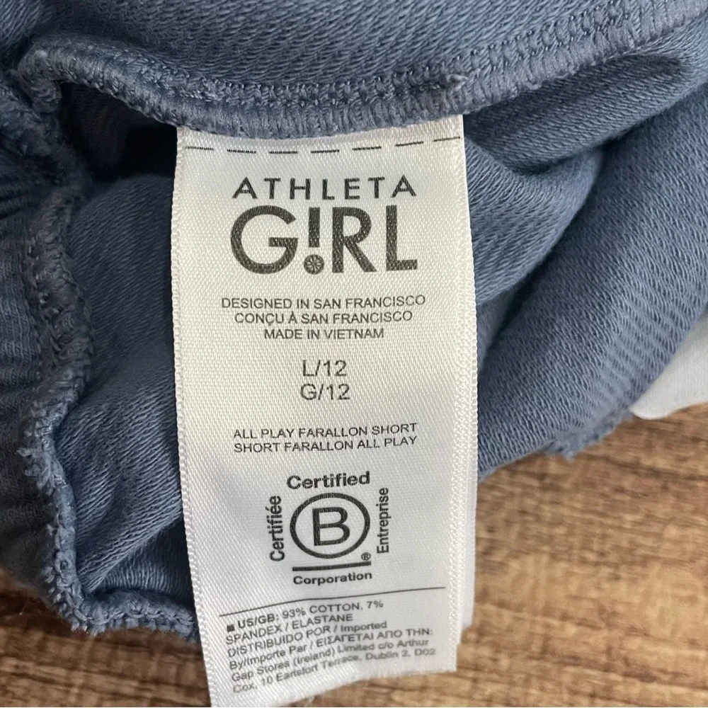 Athleta Girl Elastic Waist Front Tie Blue Shorts Size 12